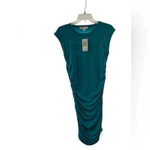 Michael Kors NWT Teal Ruched Midi Dress size-M